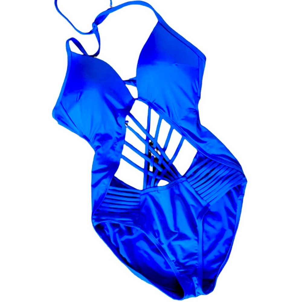 Blue Halter Onepiece Swimsuit